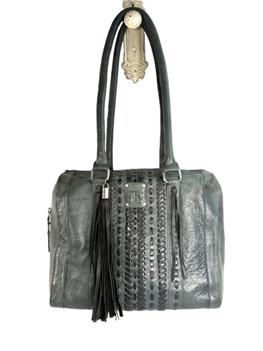 STS Ranchwear Marlowe Satchel Distressed Leather Tote Shoulder Bag Tassel